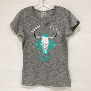 Gray  Graphic Tee “Muddy‎ Girl” Size L Moonshine Camo Brand